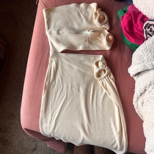 Cream Strapless Dress with Ring Details